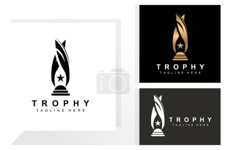 Illustration for Trophy Logo Design, Award Winner Championship Trophy Vector, Success Brand - Royalty Free Image