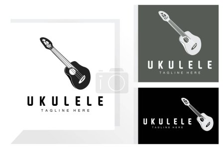 Téléchargez les illustrations : Design minimaliste de logo musical Ukulele, vecteur guitare Ukulele. Conception de logo Ukelele - en licence libre de droit