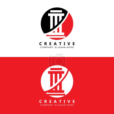 Téléchargez les illustrations : Pilier d'entreprise colonne logo symbole vectoriel icône - en licence libre de droit