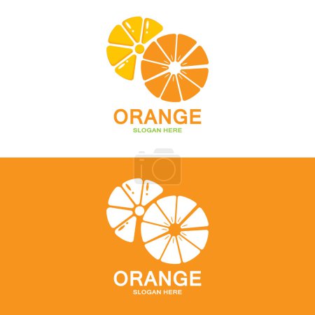 Téléchargez les illustrations : Conception de logo vectoriel orange de fruit frais pour le magasin de fruits, magasin de jus, dans la couleur orange - en licence libre de droit