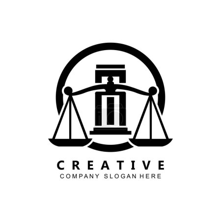 Illustration for Law Logo, Scales Justice Vector, Design For Pawnshop Brands, Law, Attorney, Financial Institutions - Royalty Free Image