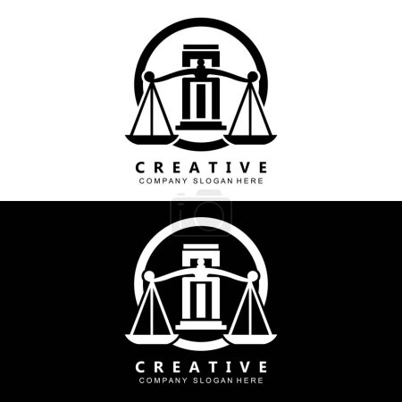Illustration for Law Logo, Scales Justice Vector, Design For Pawnshop Brands, Law, Attorney, Financial Institutions - Royalty Free Image