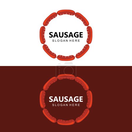 Illustration for Sausage Logo, Modern Food Vector, Design For Grill Food Brands, BBQ, Sausage Shop, Hotdog - Royalty Free Image