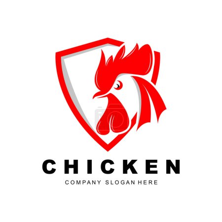Ilustración de Logotipo de pollo, Vector de animales de granja, Diseño para granja de pollo, Restaurante de pollo frito, Café - Imagen libre de derechos