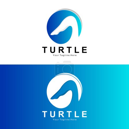 Illustration for Sea Turtle Logo Design Protected Amphibian Marine Animal Icon Illustration, Vector Brand Corporate Identity - Royalty Free Image