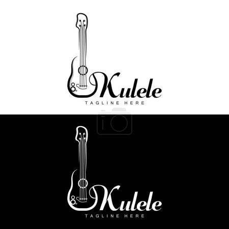 Ilustración de Minimalista Ukulele Music Logo Design, Ukulele Guitar Vector. Diseño del logotipo de Ukelele - Imagen libre de derechos