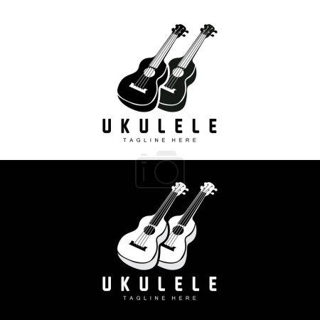 Téléchargez les illustrations : Design minimaliste de logo musical Ukulele, vecteur guitare Ukulele. Conception de logo Ukelele - en licence libre de droit