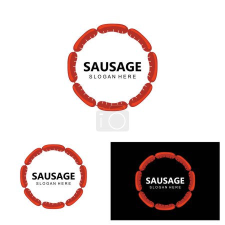 Illustration for Sausage Logo, Modern Food Vector, Design For Grill Food Brands, BBQ, Sausage Shop, Hotdog - Royalty Free Image