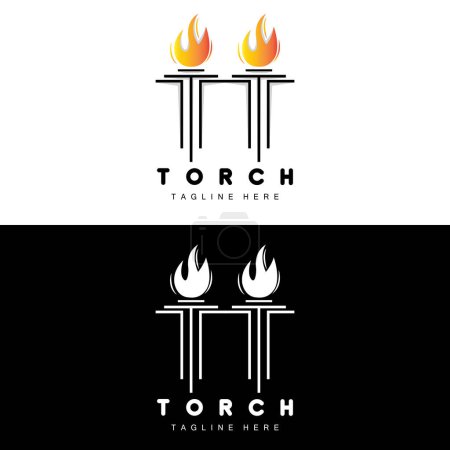 Ilustración de Logo de la antorcha, diseño del fuego, logotipo de la letra, icono de la marca del producto - Imagen libre de derechos