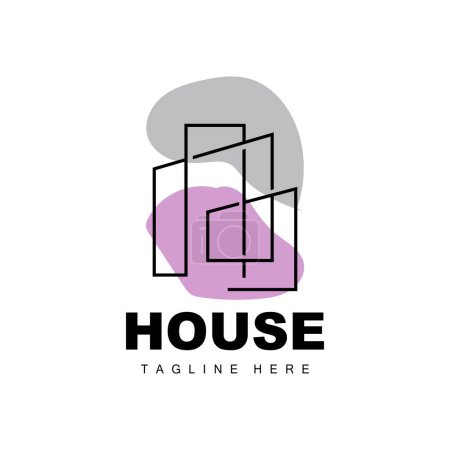 Illustration for House Logo, Simple Building Vector, Construction Design, Housing, Real Estate, Property Rental - Royalty Free Image