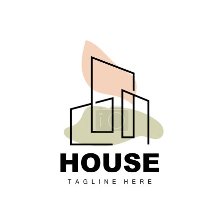 Téléchargez les illustrations : Logo de la maison, Vecteur de bâtiment simple, Conception de construction, Logement, Immobilier, Location immobilière - en licence libre de droit