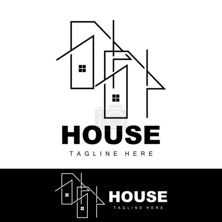 Illustration for House Logo, Simple Building Vector, Construction Design, Housing, Real Estate, Property Rental - Royalty Free Image