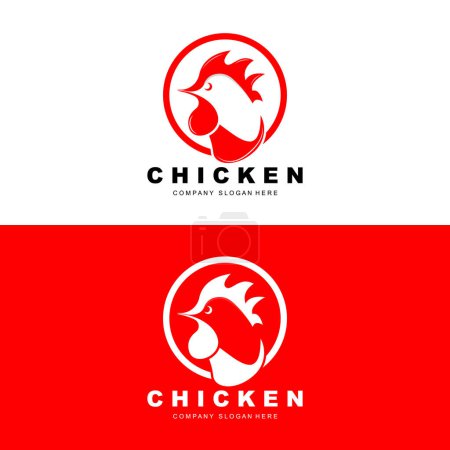 Chicken Logo, Farm Animal Vector, Design für Hühnerfarm, Fried Chicken Restaurant, Cafe