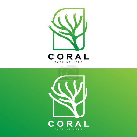 Korallen Logo, Meerespflanzen Platz Meerestiere, Ozean Vektor, Algen Symbole