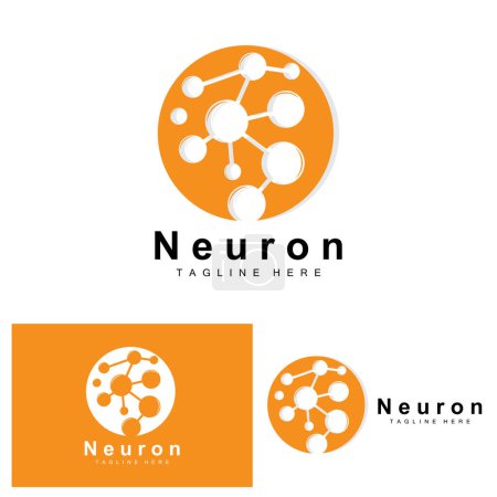 Neuron Logo Design Vector nerve cell illustration Molecular DNA health brand