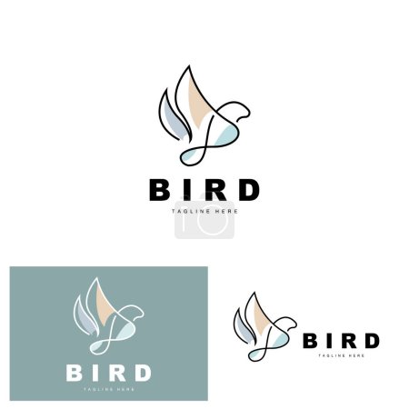 Illustrazione per Logo dell'uccello, Vettore delle ali dell'uccello, Design minimalista, Per il marchio del prodotto, Illustrazione dell'icona del modello - Immagini Royalty Free