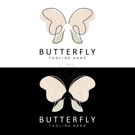 Illustration for Butterfly Logo, Animal Design With Beautiful Wings, Decorative Animals, Product Brands - Royalty Free Image