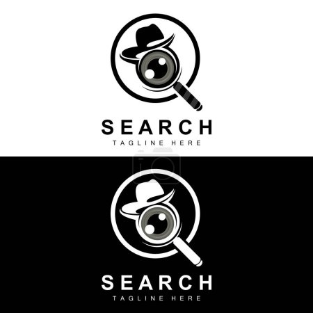 Illustration for Search Logo Design, Detective Illustration, Home search, Glass Lens, Company Brand Vector - Royalty Free Image