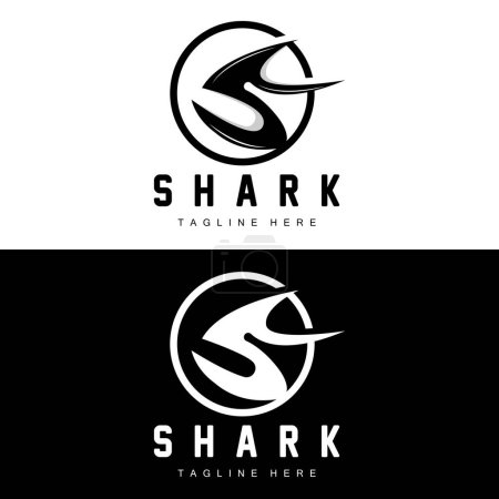 Ilustración de Logo de tiburón, Ilustración de vectores de peces salvajes, Depredador del océano, Icono de diseño de marca de producto - Imagen libre de derechos