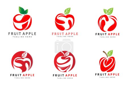 Illustration for Fruit Apple Logo Design, Red Fruit Vector, With Abstract Style, Product Brand Label Illustration - Royalty Free Image