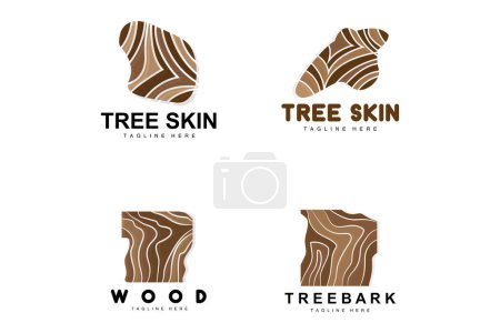 Téléchargez les illustrations : Modèle de forêt de conception de structure d'écorce d'arbre de logo de couche de bois vecteur - en licence libre de droit