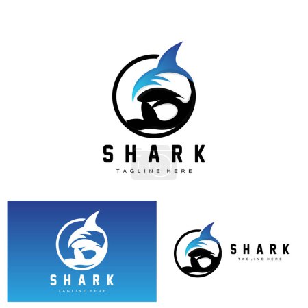 Ilustración de Logo de tiburón, Ilustración de vectores de peces salvajes, Depredador del océano, Icono de diseño de marca de producto - Imagen libre de derechos