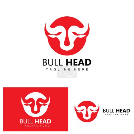 Illustration for Bull Head Logo, Farm Animal Vector, Livestock Illustration, Company Brand Icon - Royalty Free Image