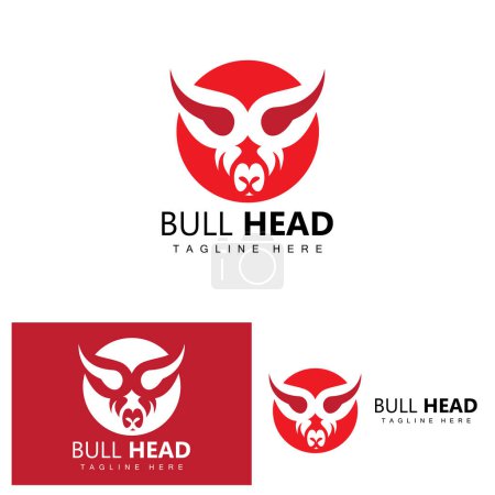 Illustration for Bull Head Logo, Farm Animal Vector, Livestock Illustration, Company Brand Icon - Royalty Free Image