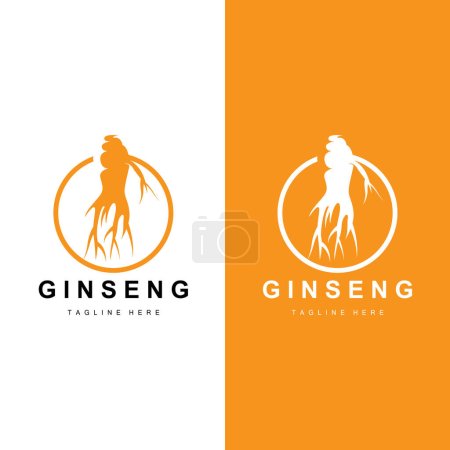 Ginseng Logo, Herbal Plant Vector, Natural Herbal Medicine, Ginseng Herbal Drink Icon