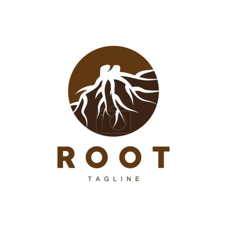 Ilustración de Logo de la raíz, vector de la planta de la naturaleza del árbol, diseño abstracto, ilustración de la plantilla del icono - Imagen libre de derechos
