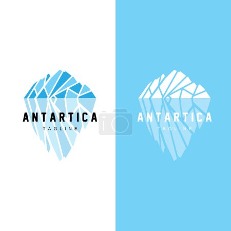 Logotipo de montaña, diseño del logotipo del iceberg antártico, vector del paisaje de la naturaleza, icono de la ilustración de la marca del producto