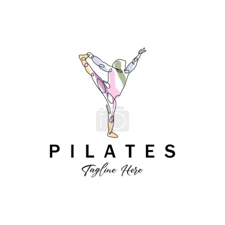 Ilustración de Pilates sitting pose logo icon symbol a calming yoga exercise that moves the whole body - Imagen libre de derechos