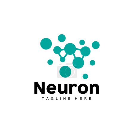 Ilustración de Neuron Logo Design Vector nerve cell illustration Molecular DNA health brand - Imagen libre de derechos