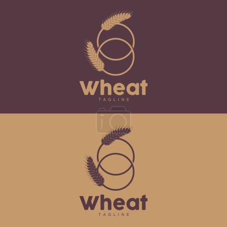 Illustration for Rice Logo, Farm Wheat Logo Design, Vector Wheat Rice Icon Template Illustration - Royalty Free Image