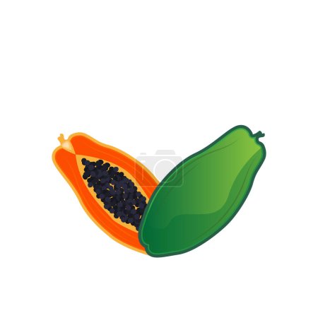 Papaya Logo Design, Vitamin Fruit Vector, Fruit Product Brand Illustration Icon