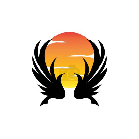 Téléchargez les illustrations : Conception de logo d'aile, Ailes de faucon aigle vecteur, Oiseau volant de beauté, Symbole d'illustration - en licence libre de droit
