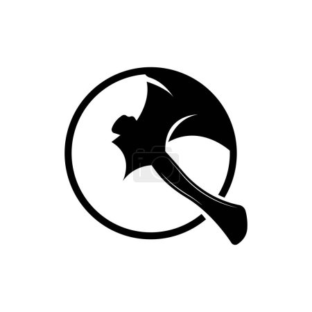 Ilustración de Diseño del logotipo del hacha, etiqueta de la herramienta de corte de madera de carpintería de leñador, placa - Imagen libre de derechos