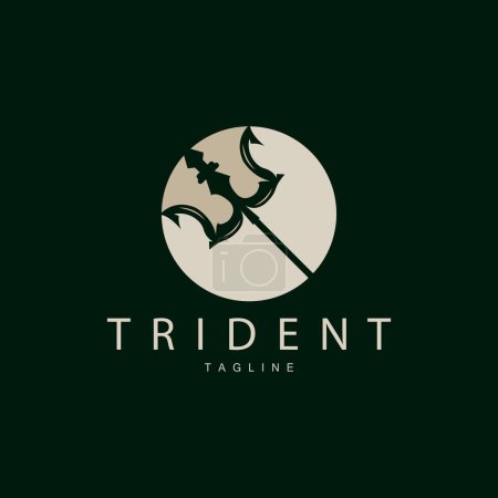 Illustration for Trident Weapon Logo, Vector Spear of King Poseidon Neptune, Symbol Template Design - Royalty Free Image