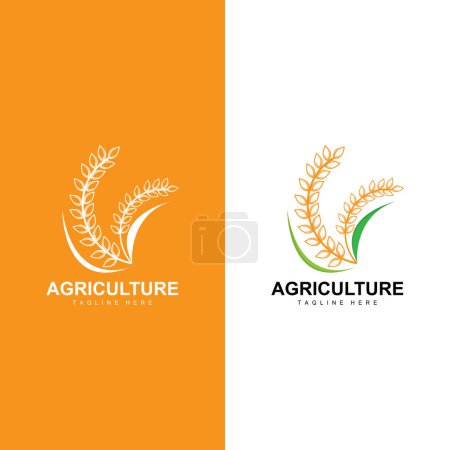 Illustration for Rice Logo, Farm Wheat Logo Design, Vector Symbol Icon Graphic Illustration - Royalty Free Image