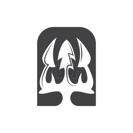 Téléchargez les illustrations : Logo d'arme trident, Lance vectorielle du roi Poséidon Neptune, Conception de modèle de symbole - en licence libre de droit