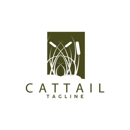 Illustration for Cattail Logo Design Vector Simple Illustration Symbol Template - Royalty Free Image