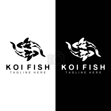 Téléchargez les illustrations : Koi Fish Logo Design chinois Lucky Ornamental Fish Goldfish Company Marque - en licence libre de droit