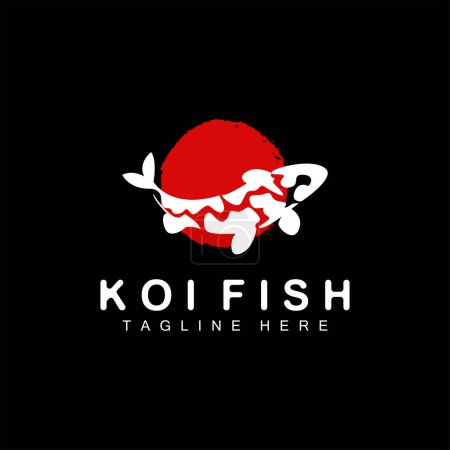 Téléchargez les illustrations : Koi Fish Logo Design chinois Lucky Ornamental Fish Goldfish Company Marque - en licence libre de droit
