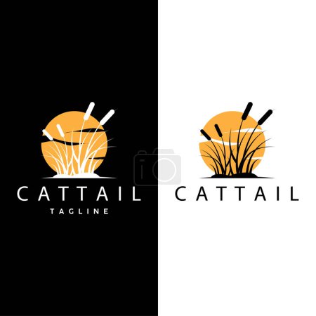 Illustration for Cattail Logo Design Vector Simple Illustration Symbol Template - Royalty Free Image