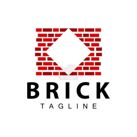 Abstract design simple red brick logo vector building material template illustration