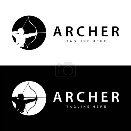 Illustration for Archer logo vector vintage design old inspiration archer tool arrow template brand - Royalty Free Image