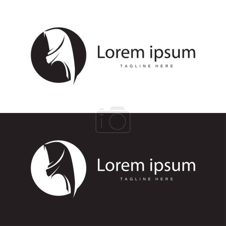 Diseño de logotipo de hijab de ropa musulmana simple silueta negra minimalista