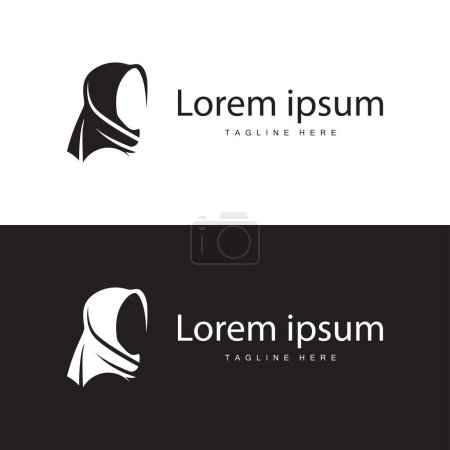 Diseño de logotipo de hijab de ropa musulmana simple silueta negra minimalista