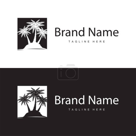Conception de logo de cocotier, vecteur de plante de plage, été de palmier, modèle d'illustration