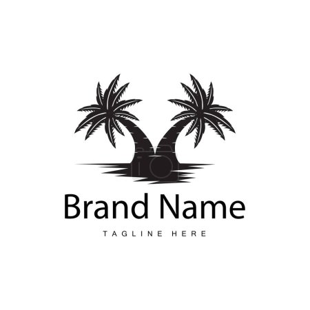Diseño del logotipo del árbol de coco, Vector de planta de playa, Verano de palmera, Plantilla de ilustración